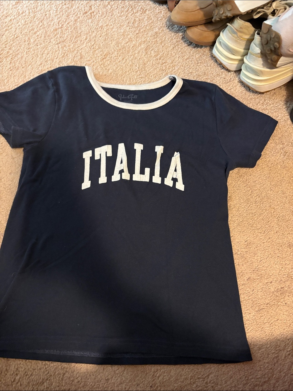 Brandy Melville Navy Tee with White Italia Logo